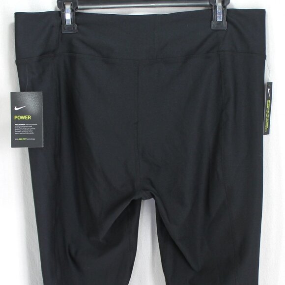 Nike Dri Fit Capri Pants Womens Size XXL Solid Black Pull On Waist NEW - Picture 4 of 5